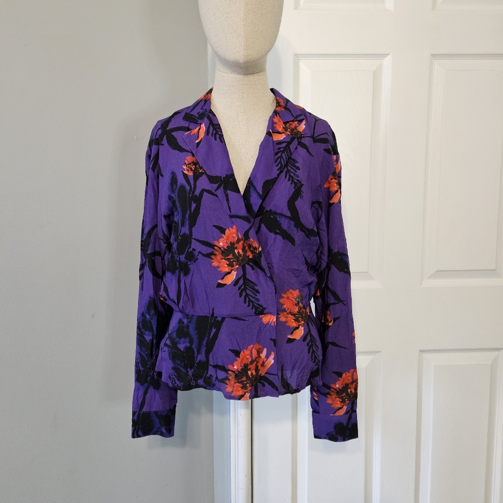 NWT H&M Purple and Orange Floral Blouse